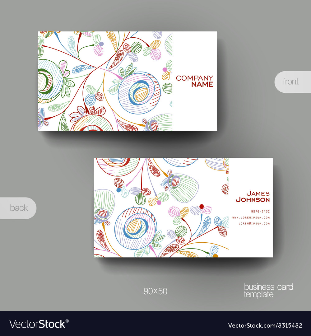 Business card template with floral abstract