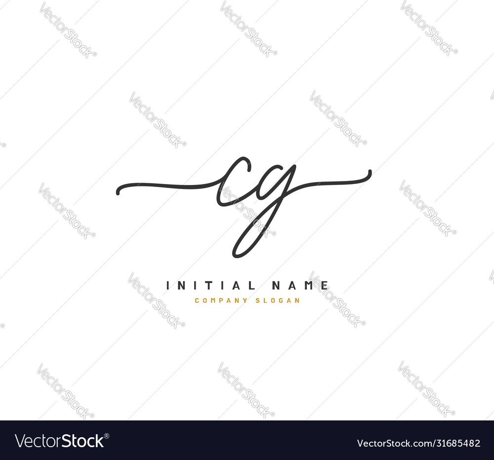 C G Cg Beauty Initial Logo Handwriting Logo Of Vector Image