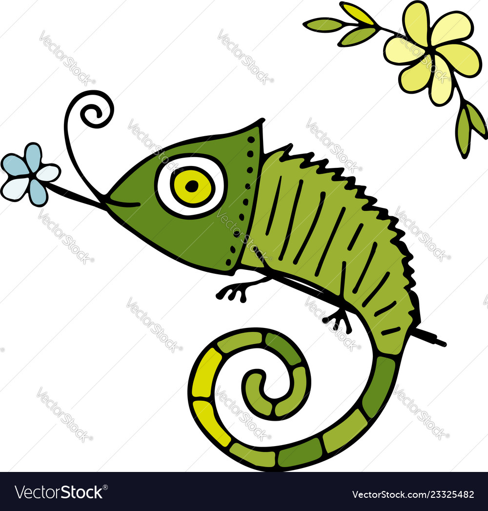 Chameleon Cartoon Skizze für Ihr Design