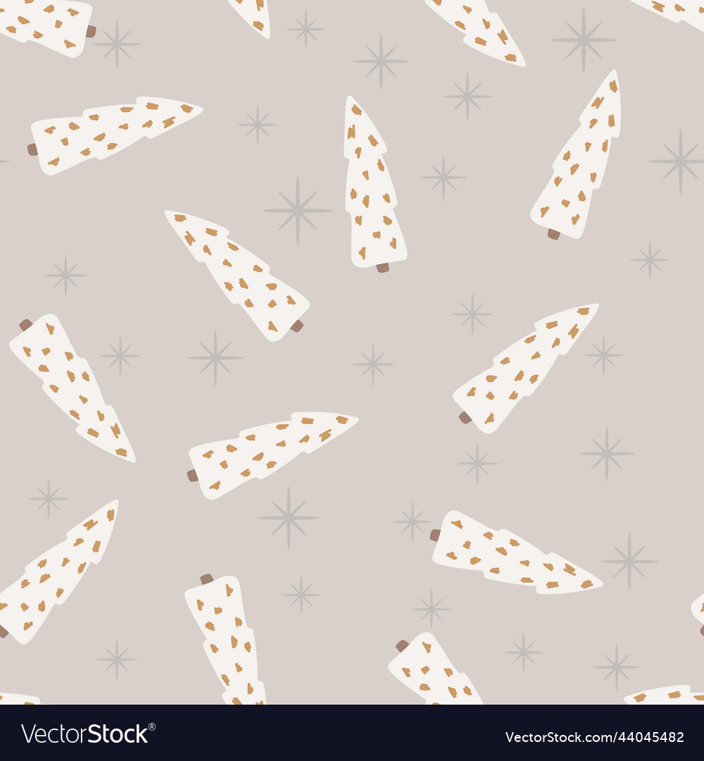 Christmas tree and snowflake seamless pattern new vector image Christmas tree and snowflake seamless pattern new
