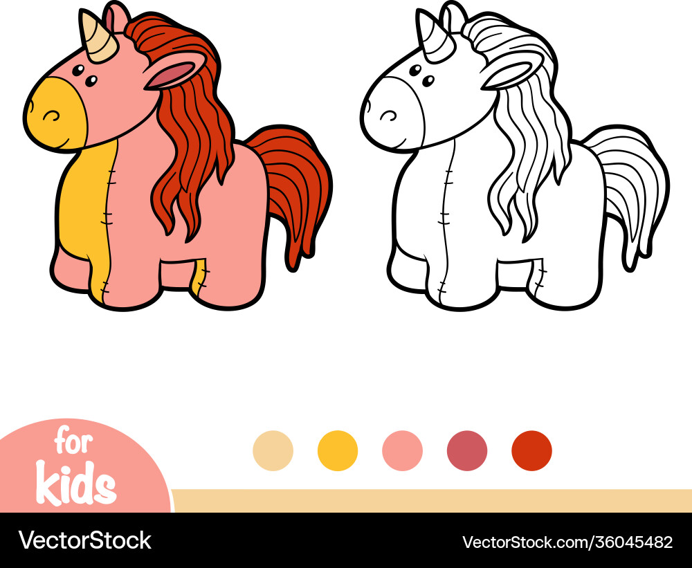 Coloring book stuffed toy unicorn Royalty Free Vector Image