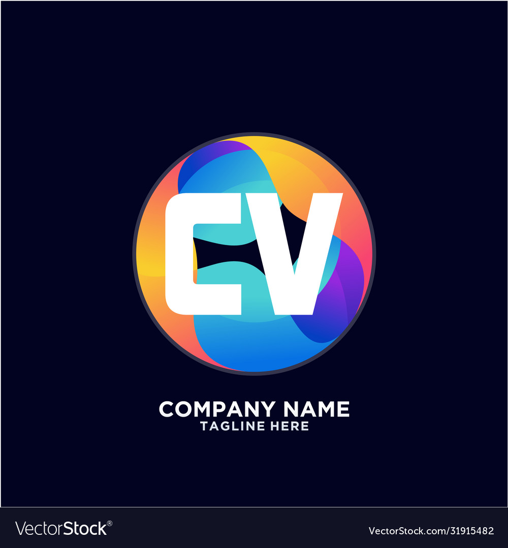 Cv initial logo with colorful circle template