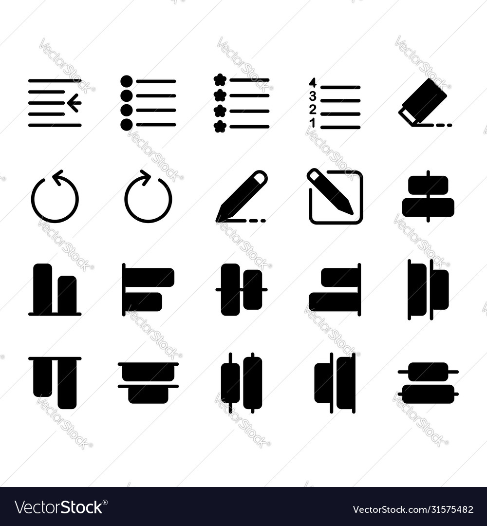 Editing text icon set include vector image Editing text icon set include