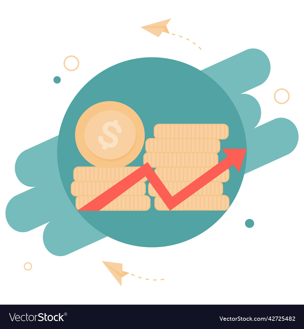 Increasing piles of coins dollars with going up Vector Image