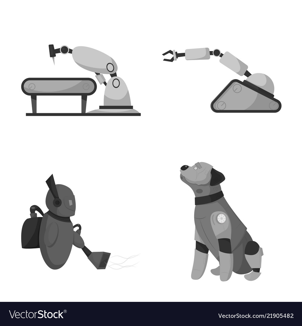 Isolated object of robot and factory symbol vector image Isolated object of robot and factory symbol