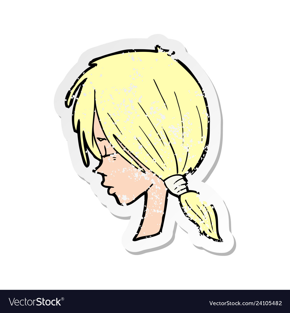 Retro distressed sticker of a cartoon girl