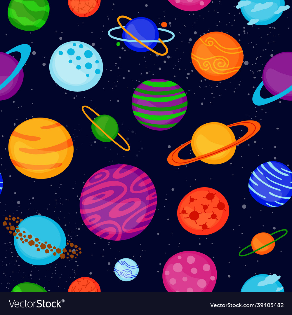 Seamless pattern with planets vector image Seamless pattern with planets