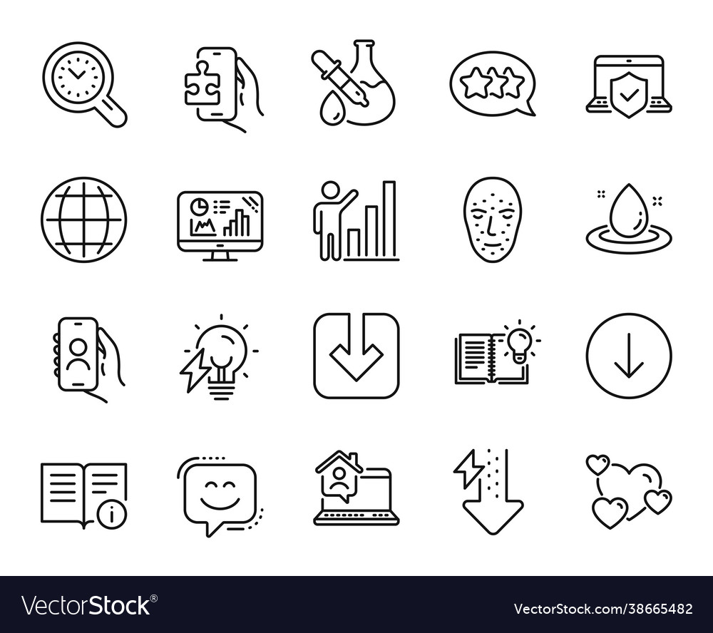 Set graph chart heart and technical vector image Set graph chart heart and technical
