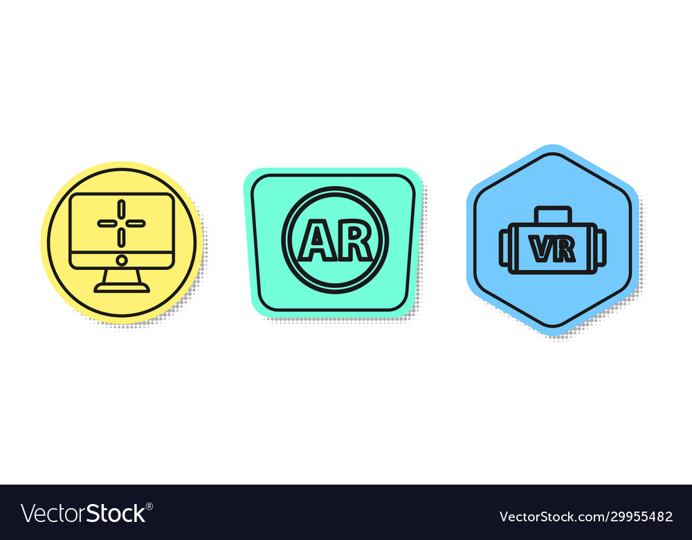 Set line computer monitor ar augmented reality vector image Set line computer monitor ar augmented reality