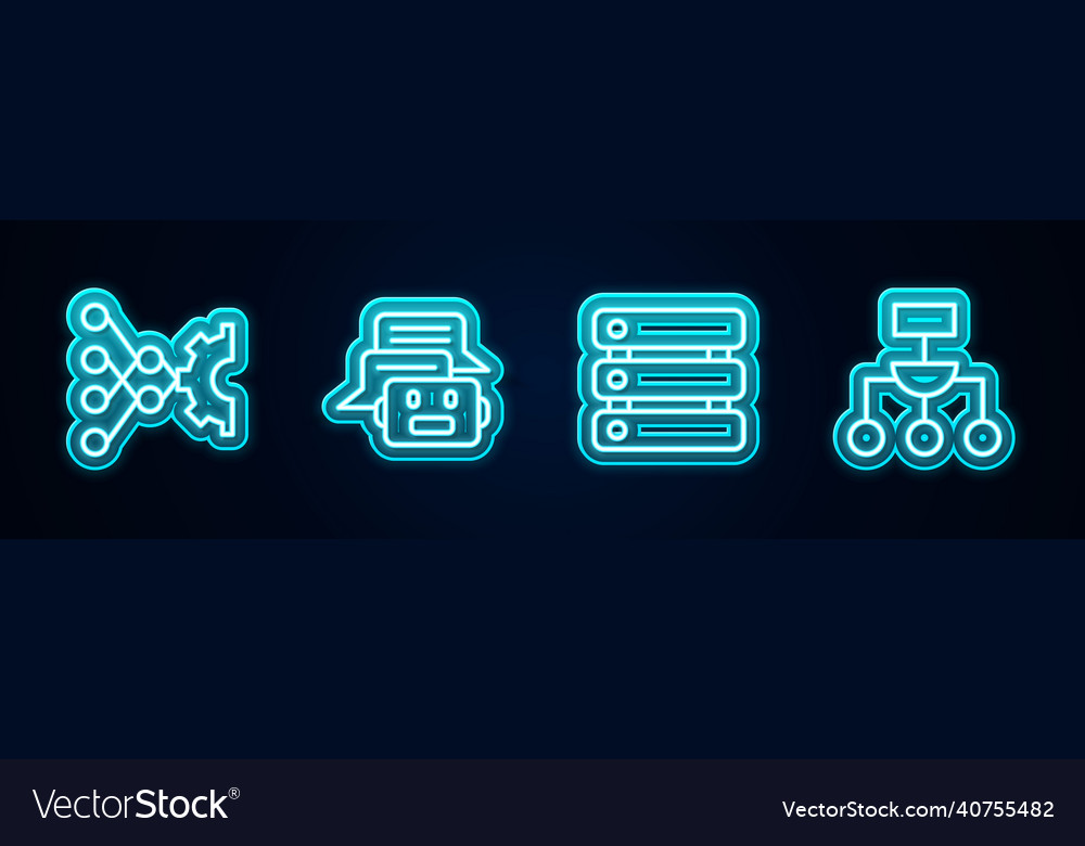 Zeilen neural Netzwerk Chat Bot Server Daten vector image Zeilen neural Netzwerk Chat Bot Server Daten
