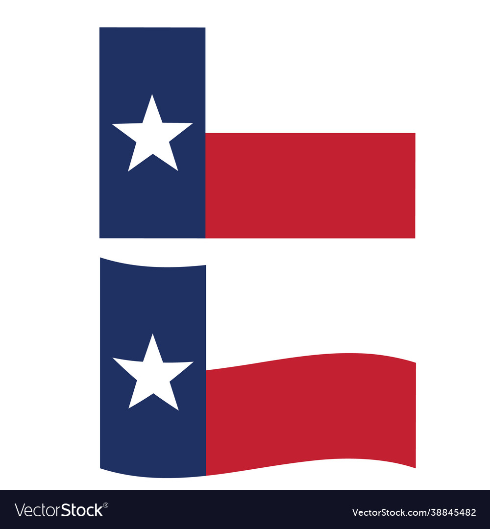 Texas flag on white background wave