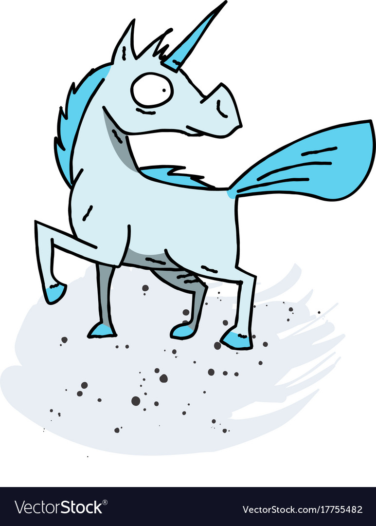 Unicorn cartoon hand drawn image