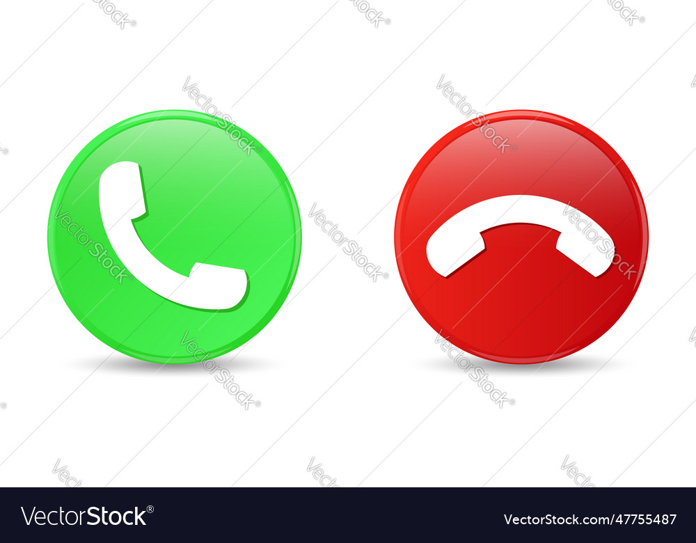 3d realistic phone call receive reject and dial Vector Image