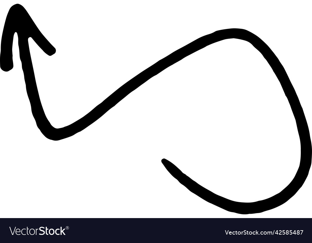 Brushstroke arrow smooth up hand drawn pointer vector image Brushstroke arrow smooth up hand drawn pointer
