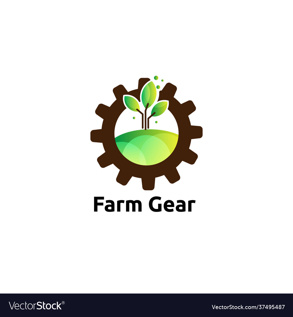 Farm gear with tree leaf logo concept icon