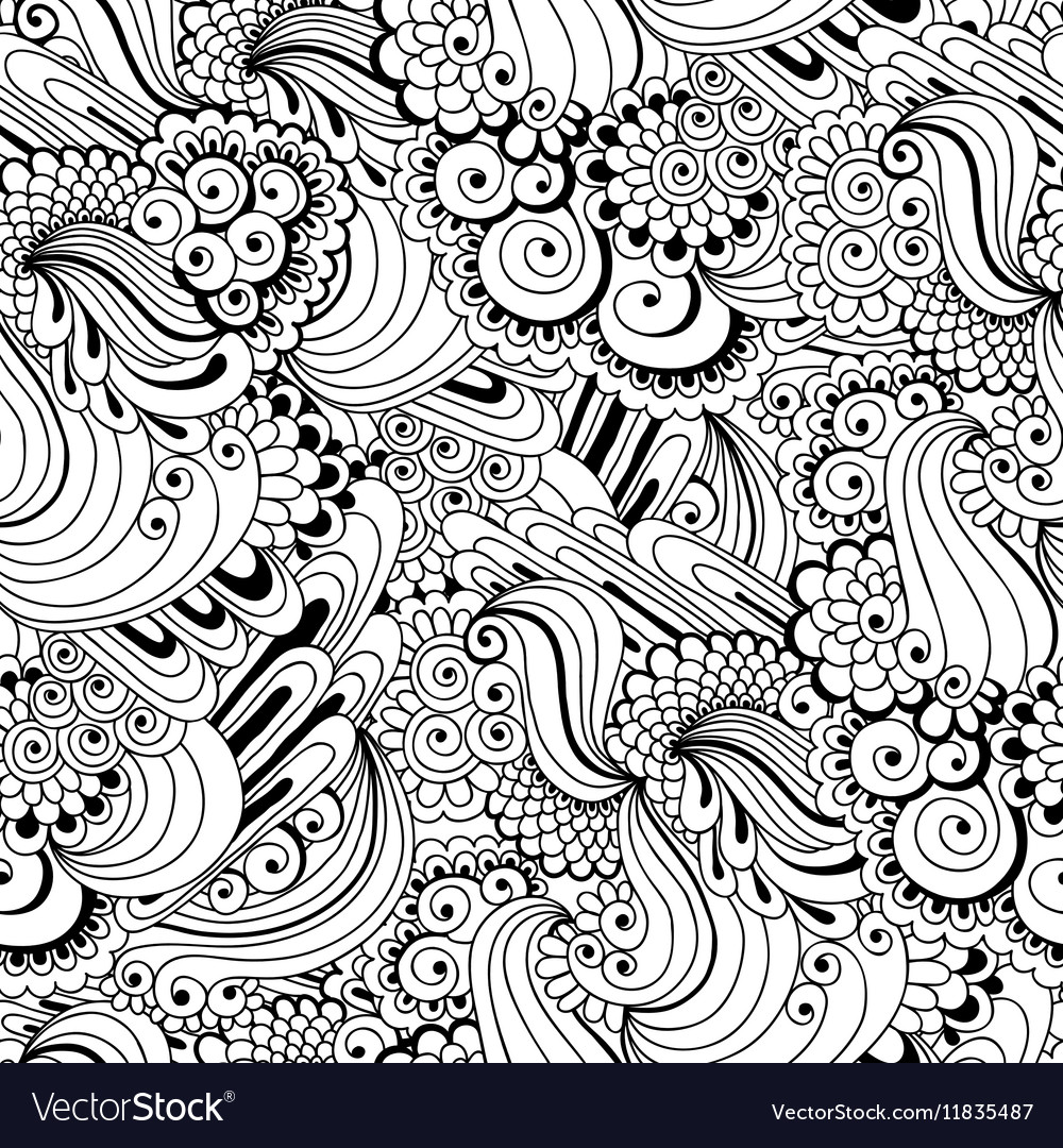 Freehand Seamless Drawings With Doodle Elements Vector Image