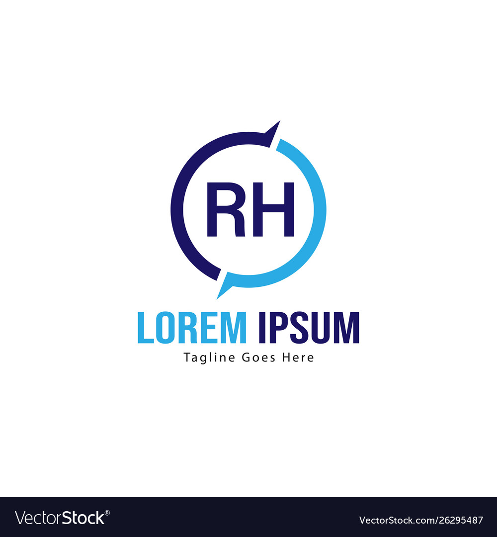 Initial rh logo template with modern frame