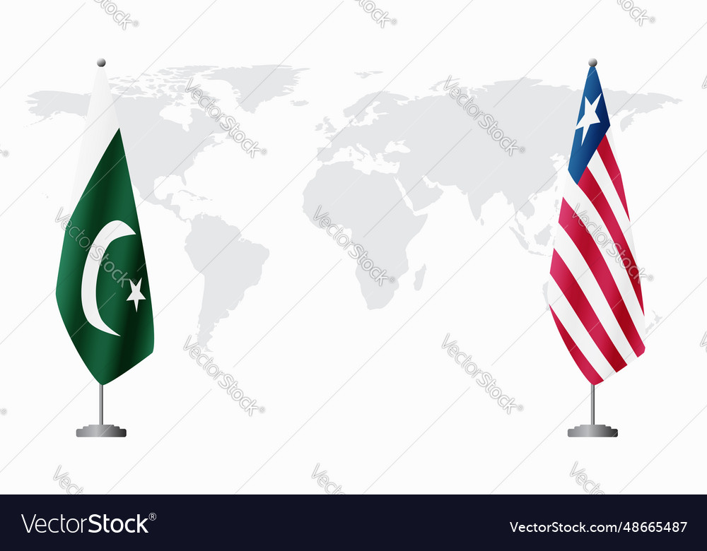 Pakistan and liberia flags for official meeting