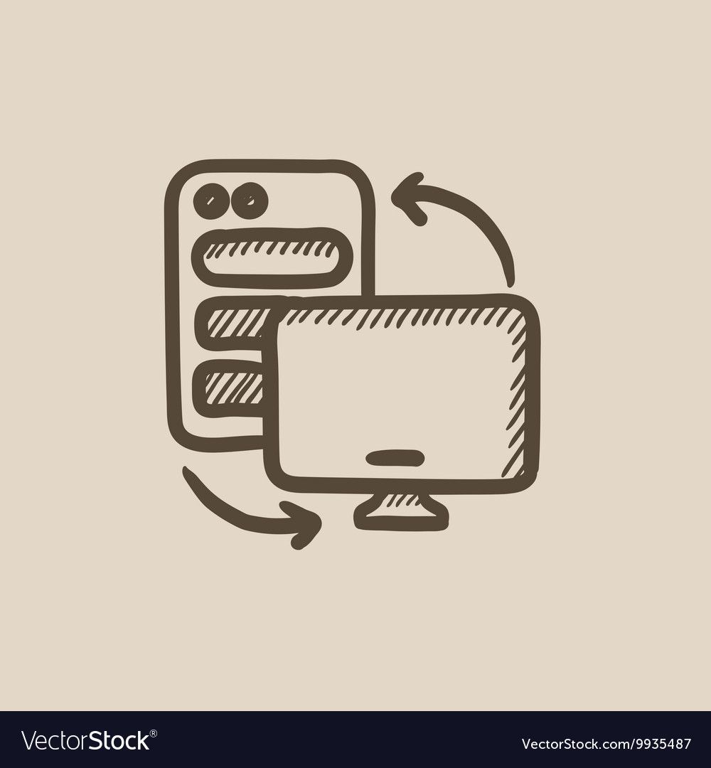 Personal computer set sketch icon