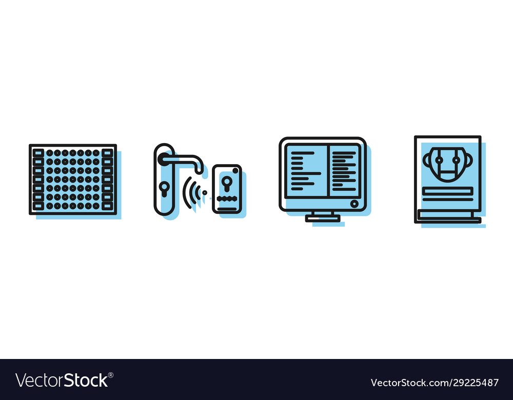 Set line computer monitor screen printed circuit vector image Set line computer monitor screen printed circuit