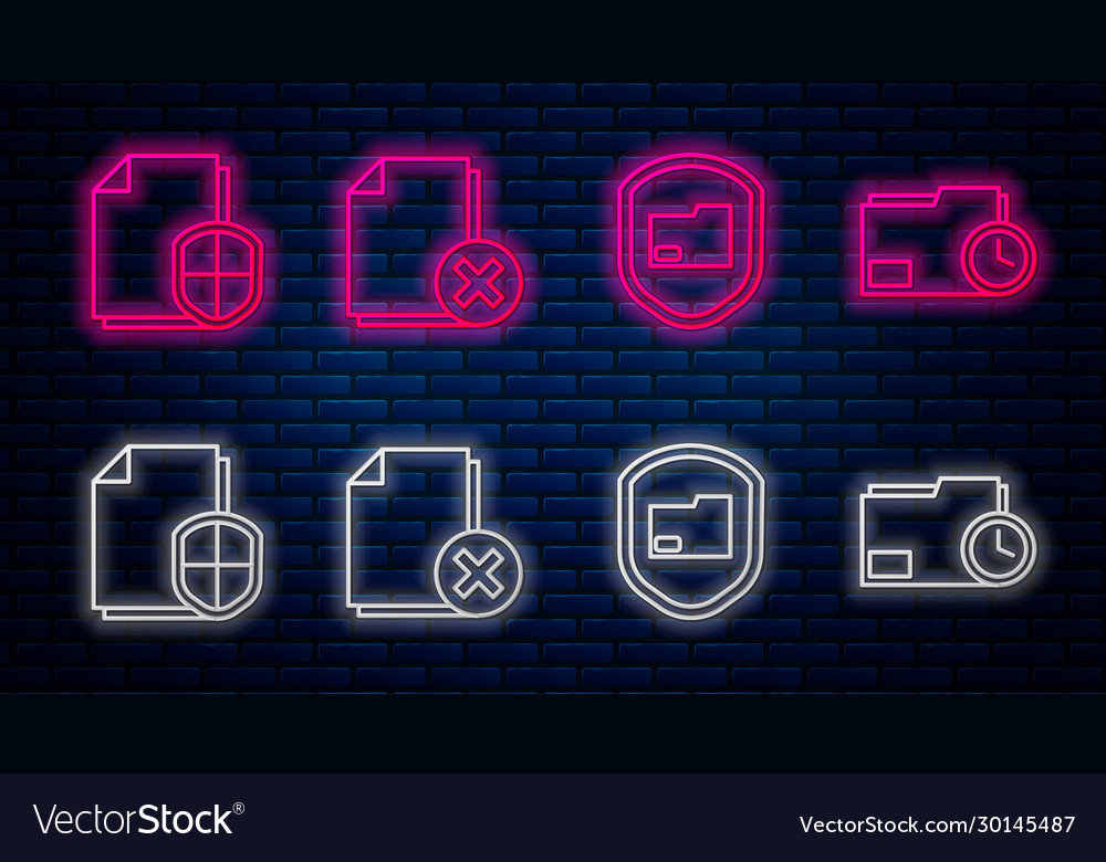 Set line delete file document folder vector image Set line delete file document folder
