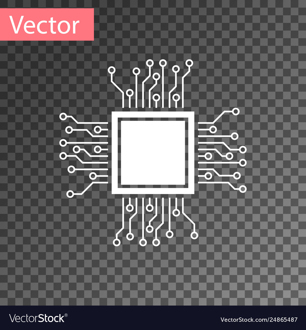 White processor icon isolated on transparent vector image White processor icon isolated on transparent