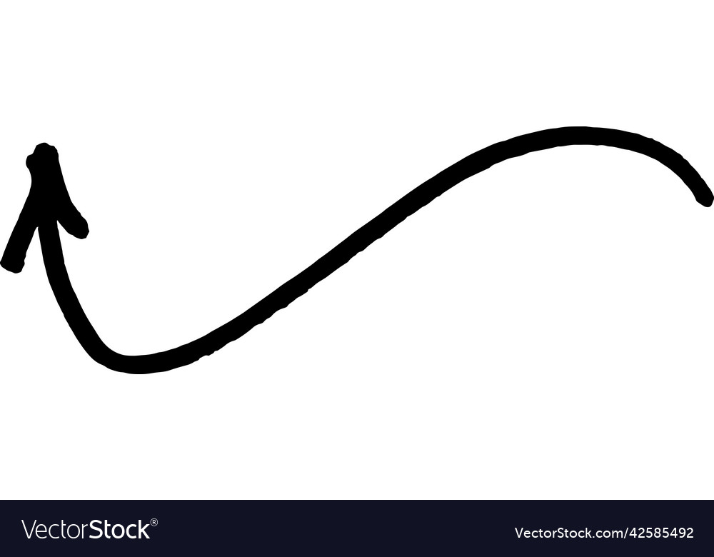 Brushstroke arrow smooth up hand drawn pointer vector image Brushstroke arrow smooth up hand drawn pointer