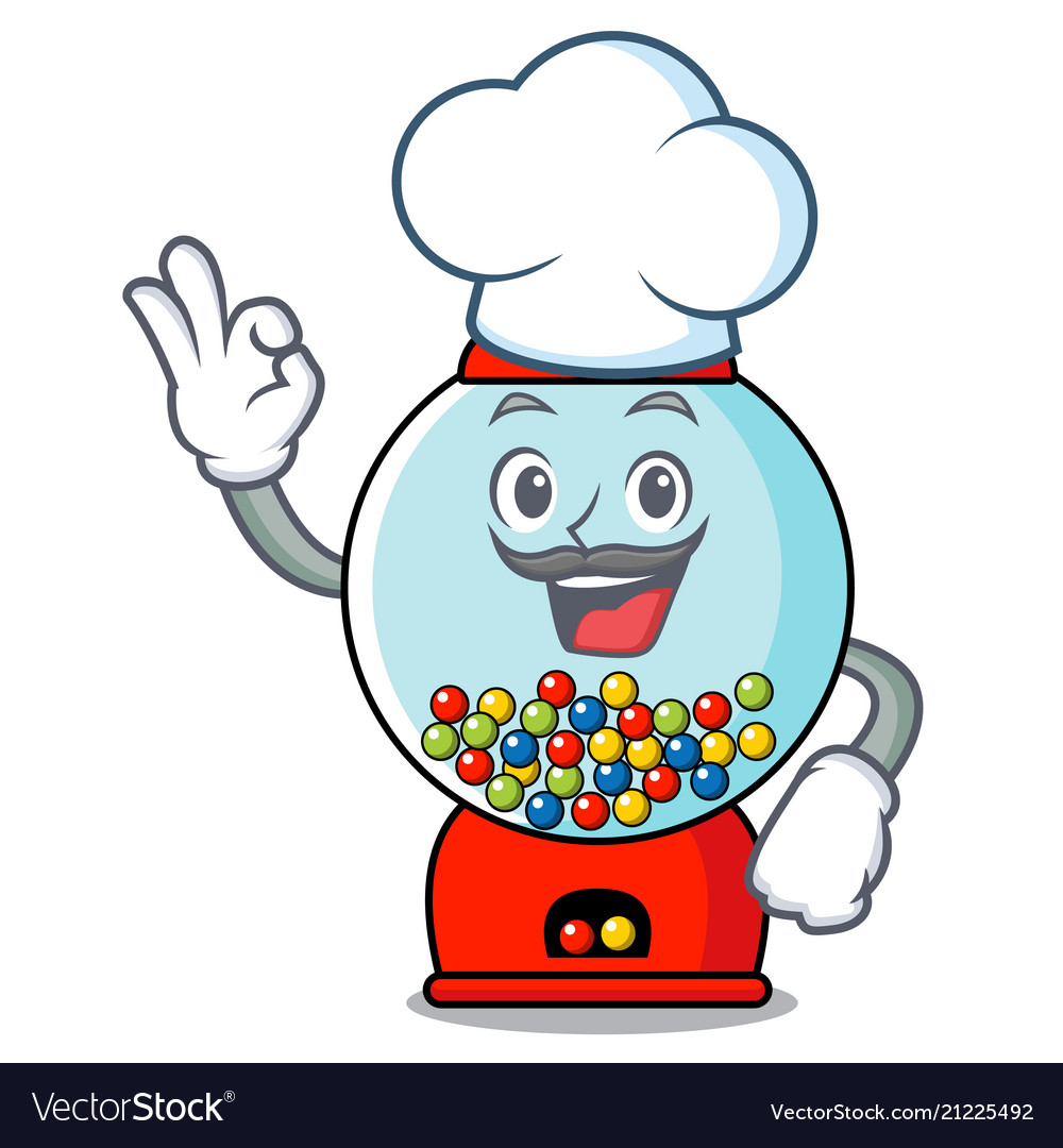 Chef gumball machine character cartoon Royalty Free Vector