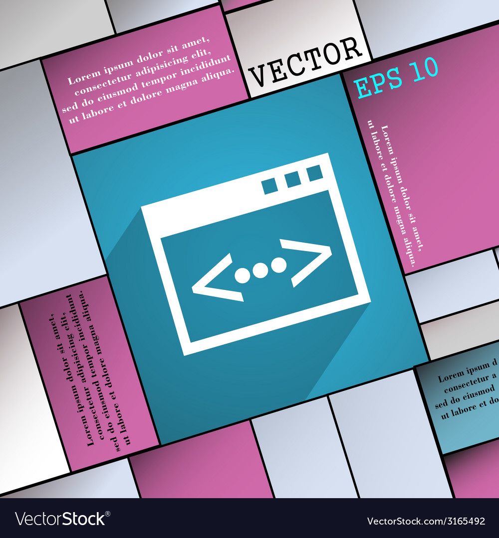 Code icon symbol flat modern web design with long