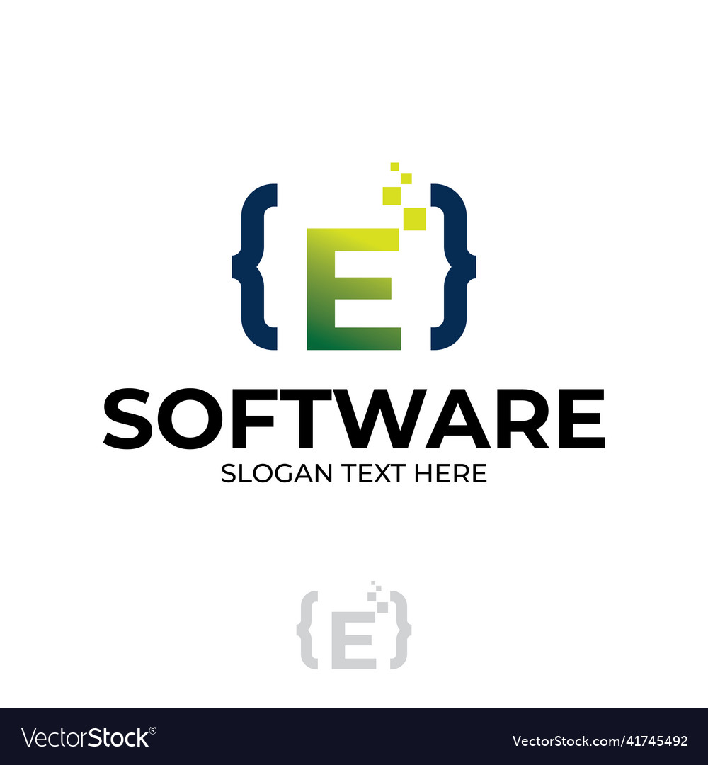 Digital code logo with letter e design coding