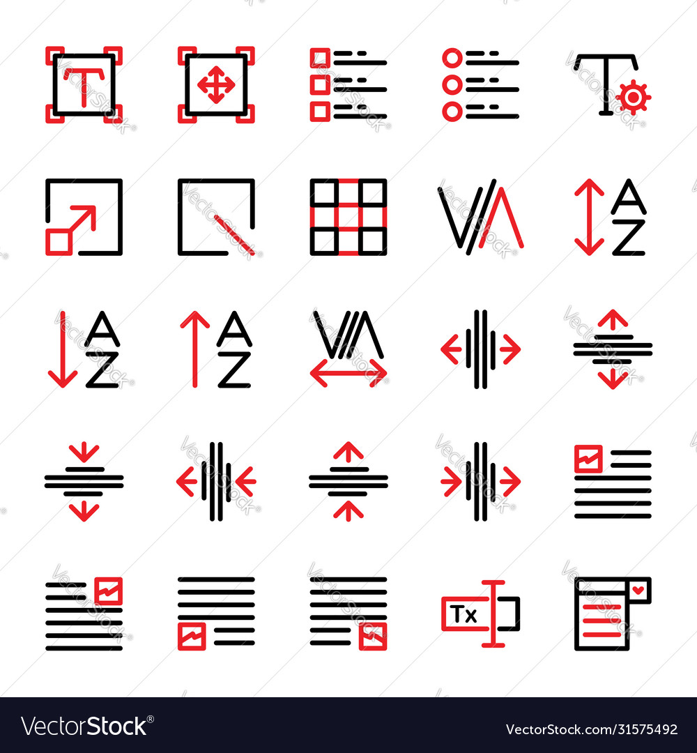 Editing text icon set include vector image Editing text icon set include