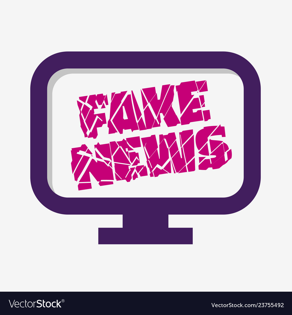 Fake news broken design pc monitor screen vector image Fake news broken design pc monitor screen