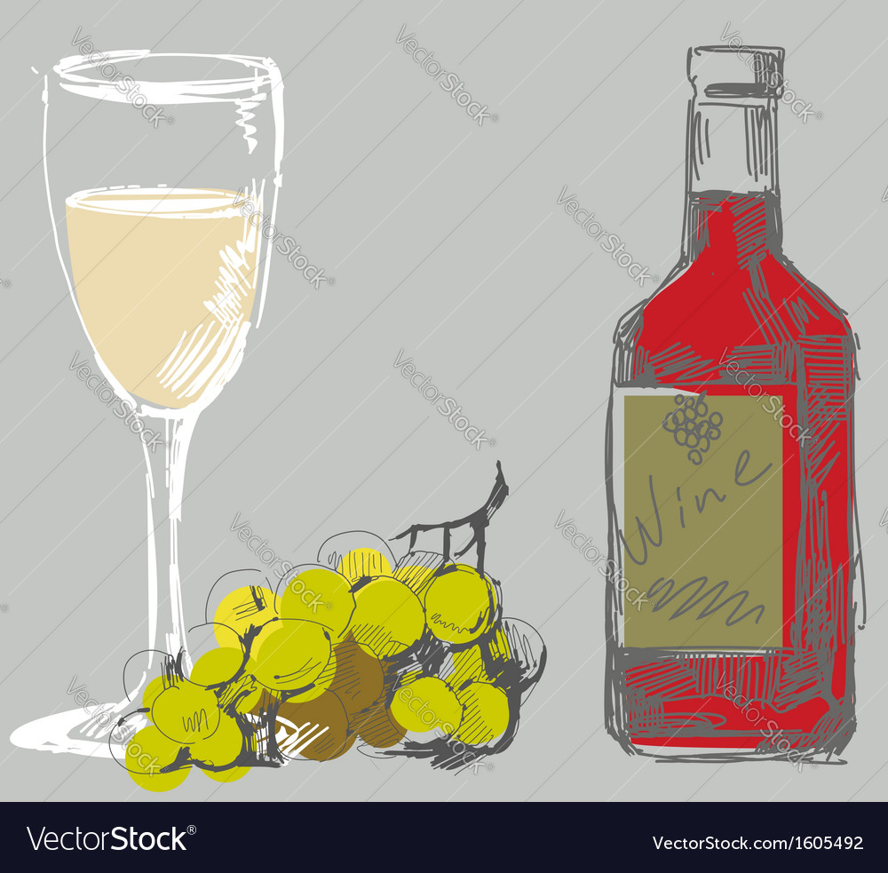 Grape and wine Royalty Free Vector Image - VectorStock