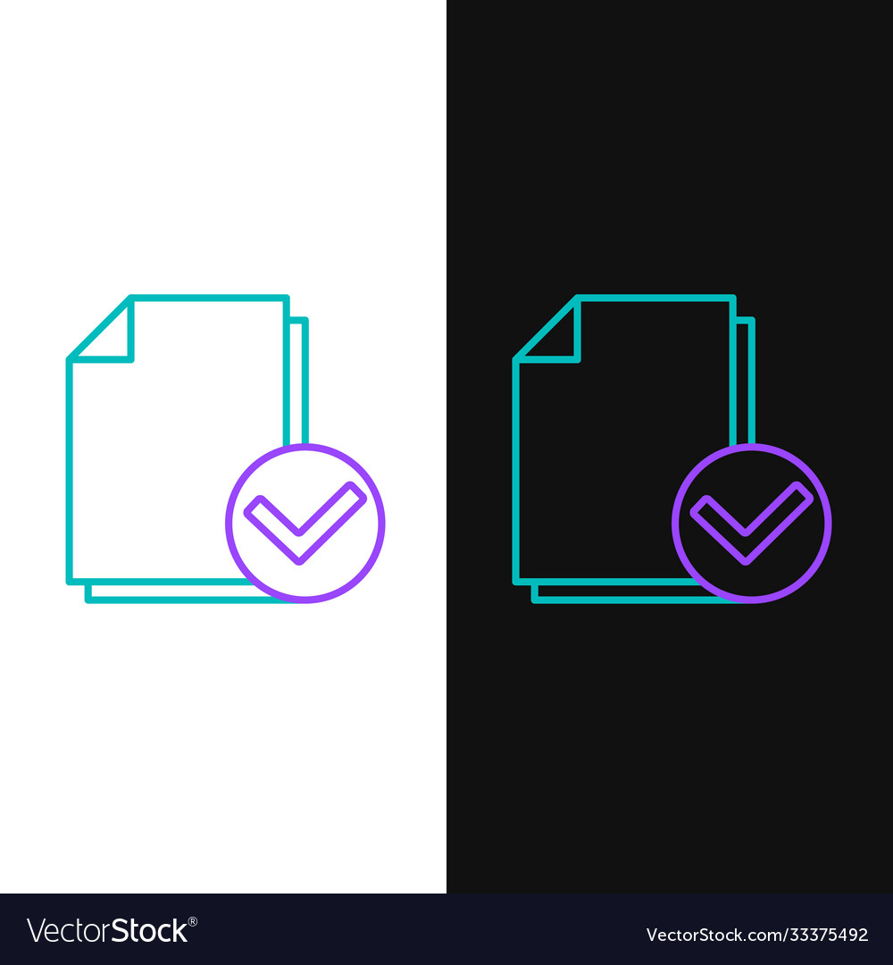 Line document and check mark icon isolated vector image Line document and check mark icon isolated