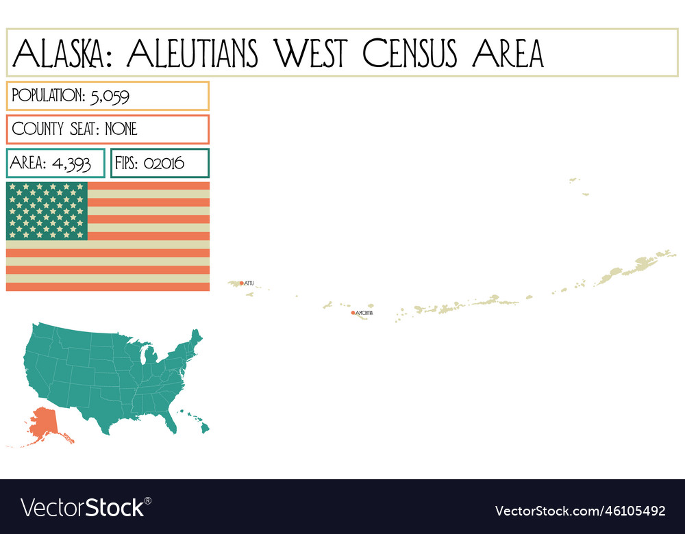 Map of aleutians west census area in alaska usa