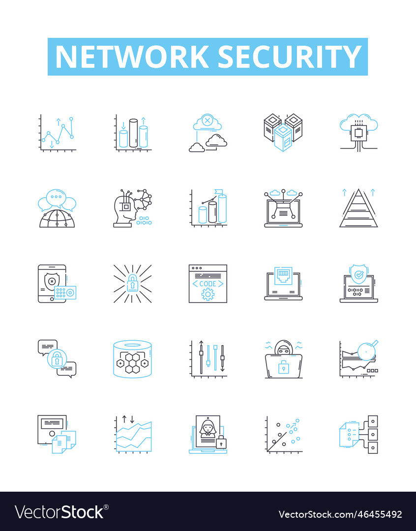 Network security line icons set
