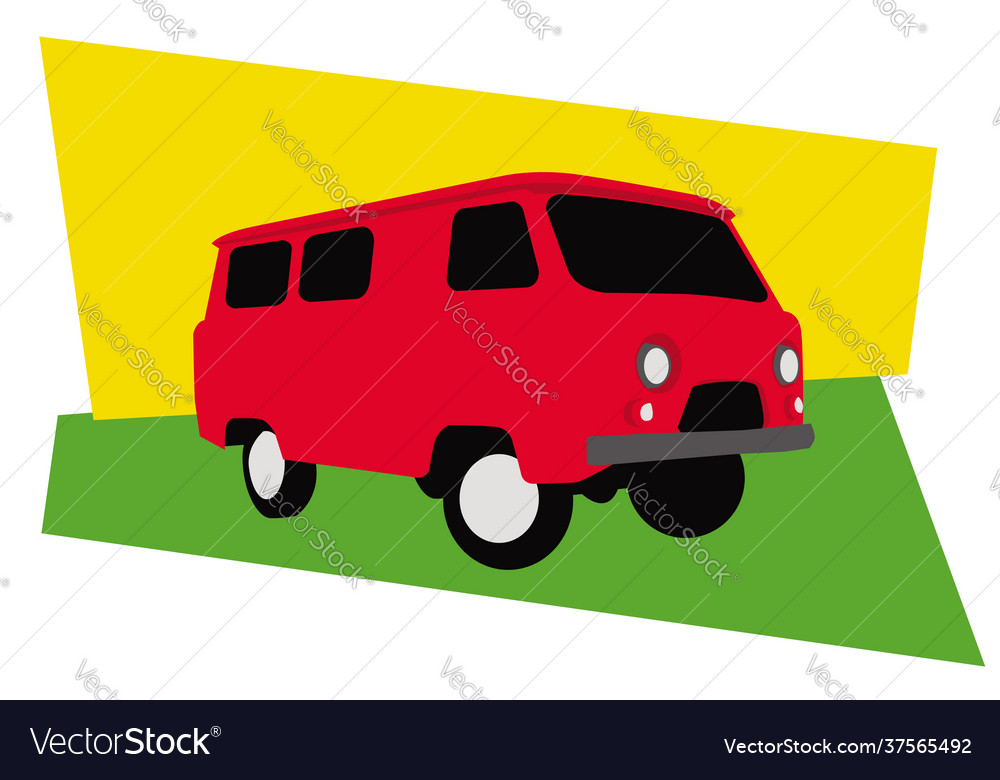 Old red minibus 60s style car