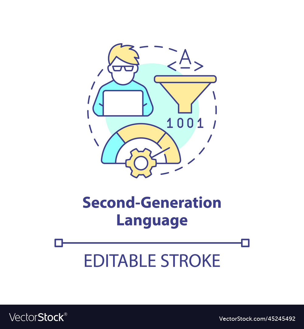 Second-generation programming language concept vector image Second-generation programming language concept