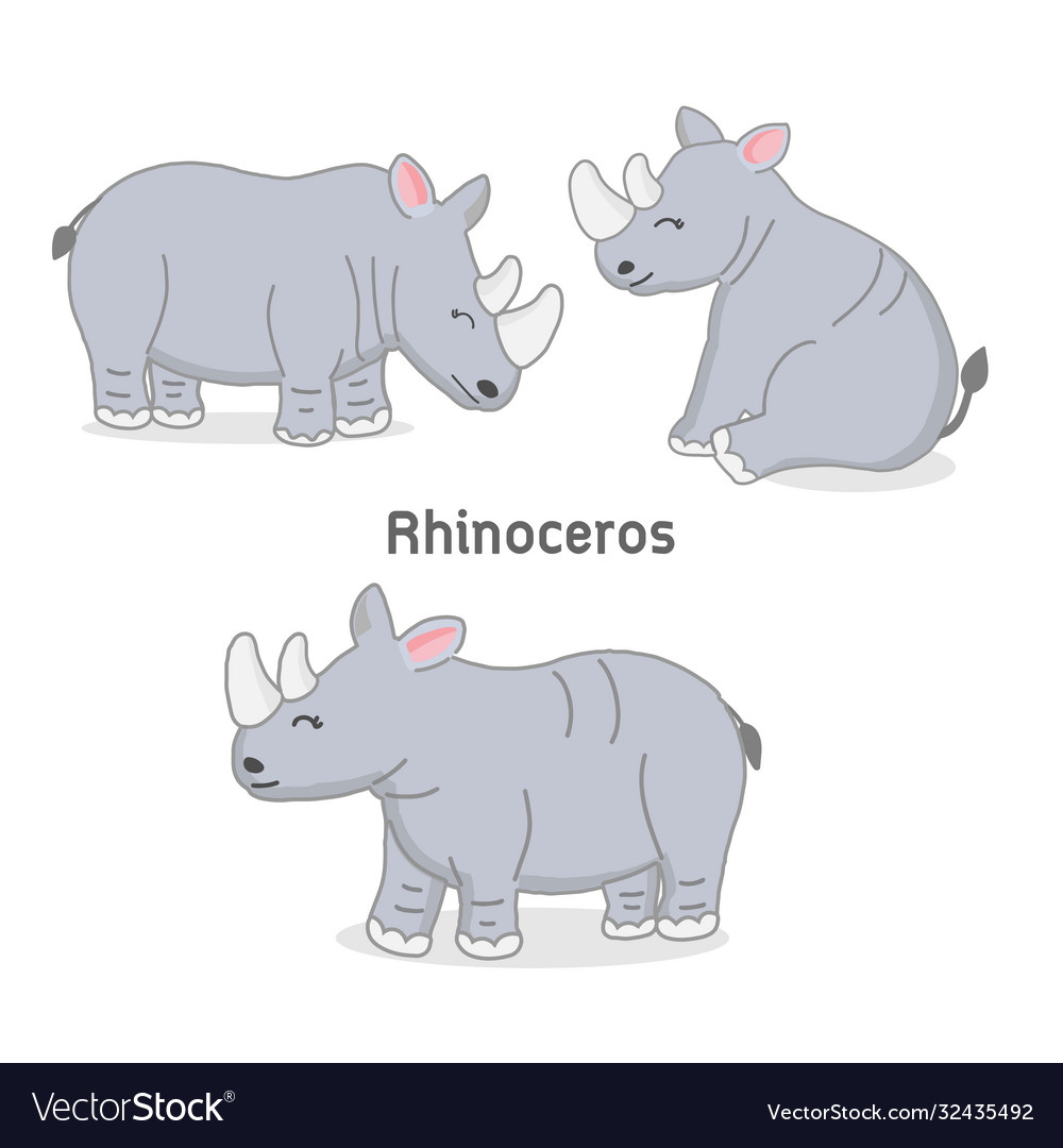 Set süße Cartoon rhinoceros