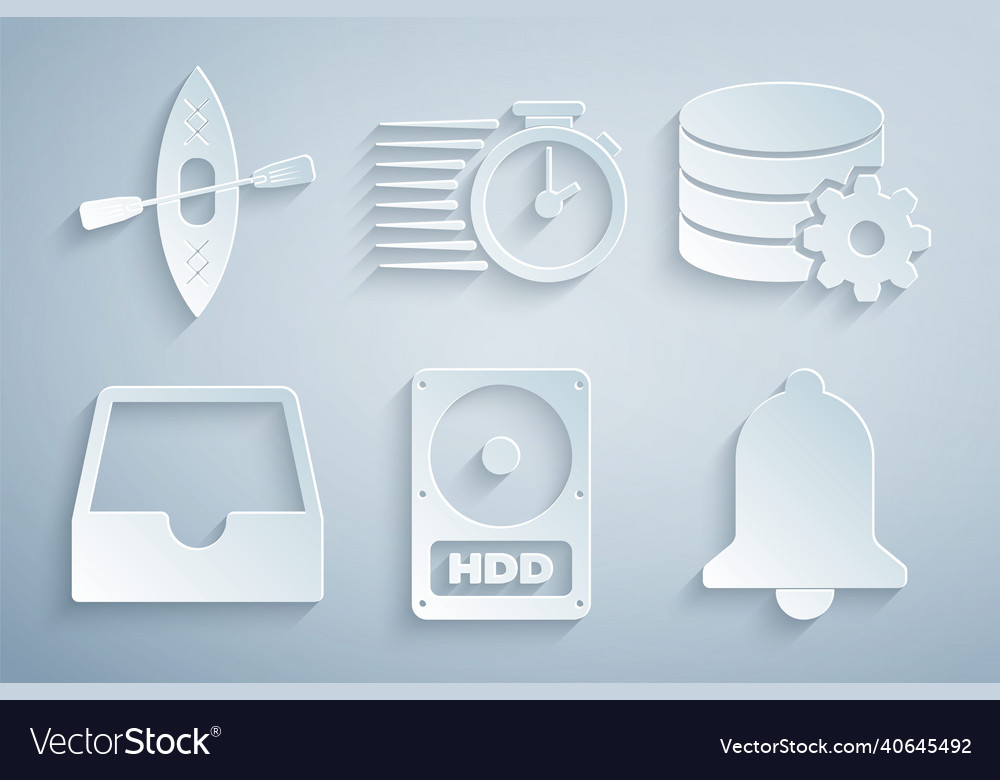 Set hard disk drive hdd setting database server vector image Set hard disk drive hdd setting database server