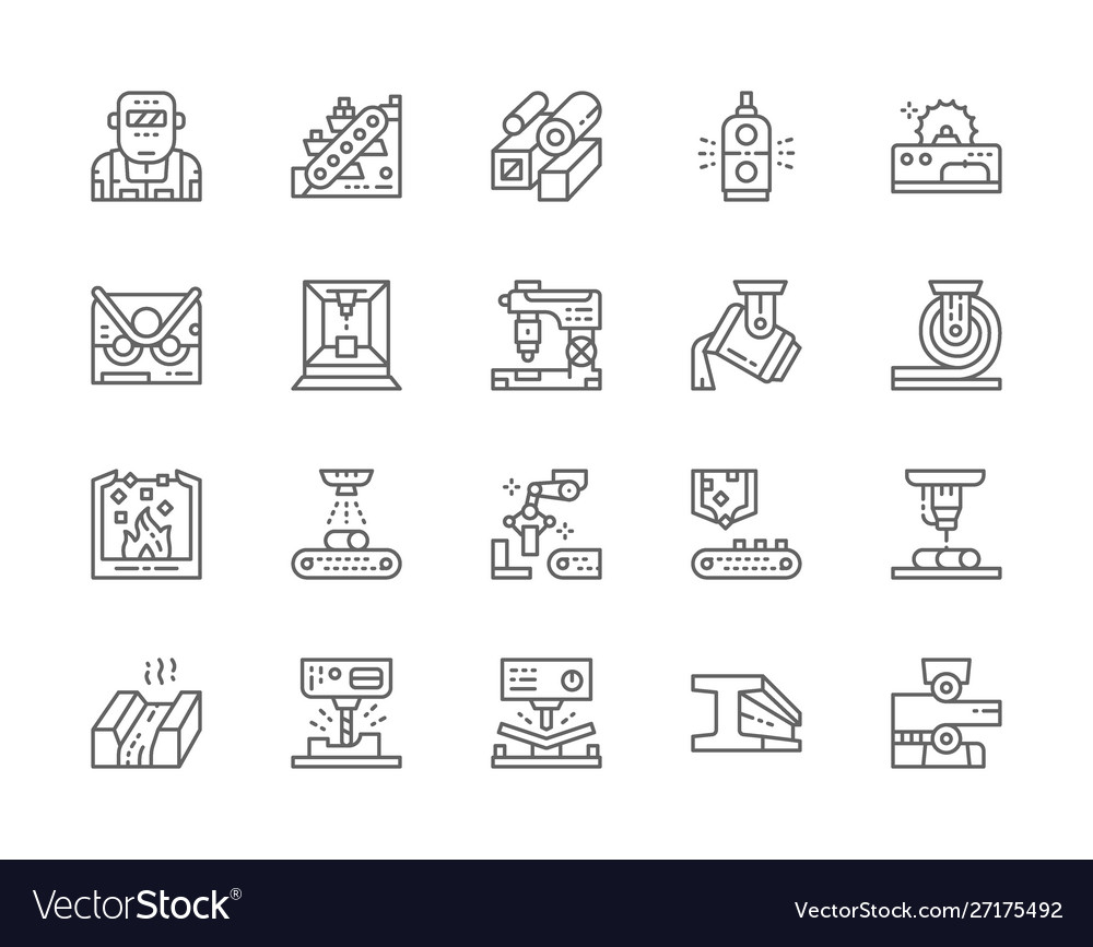 Set metallurgy industry line icons metal Vector Image