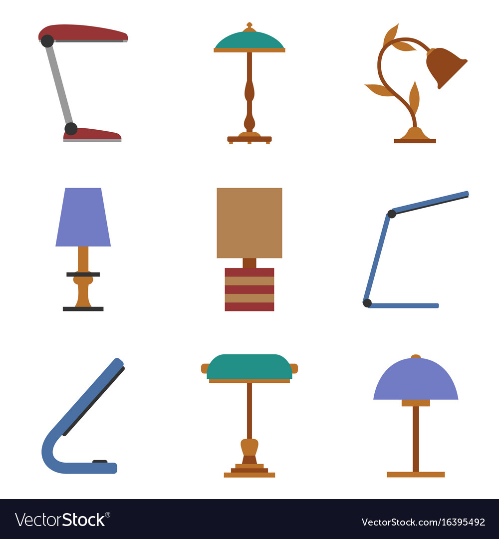 Set of table lamp icon