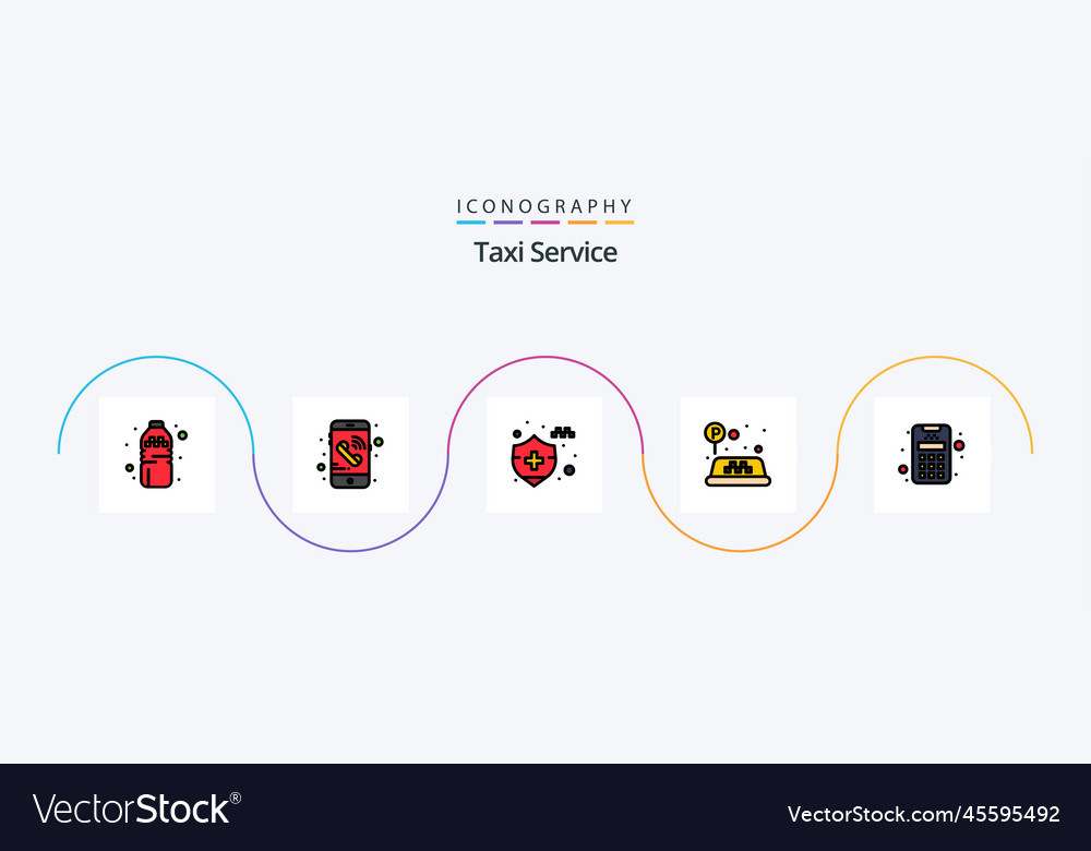 Taxi service line filled flat 5 icon pack