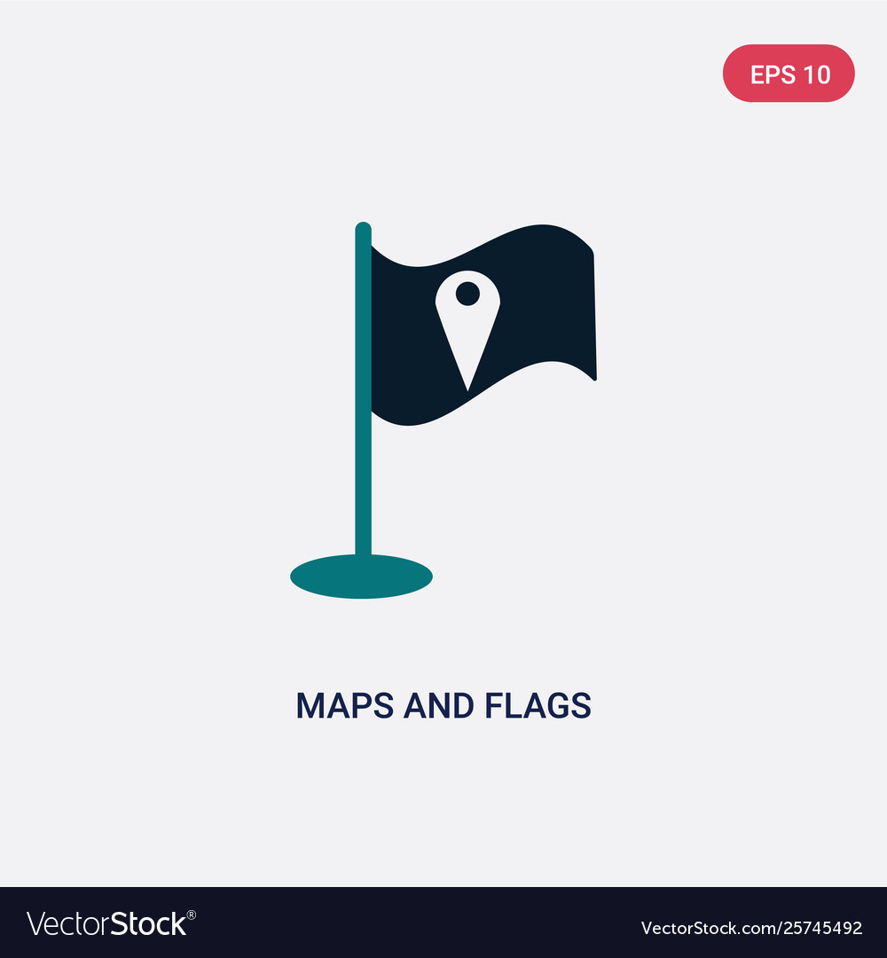 Two color maps and flags icon from concept
