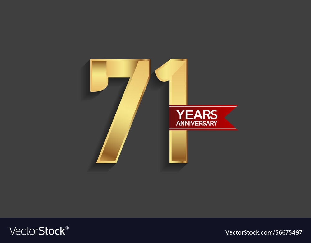 71 years anniversary simple design with golden
