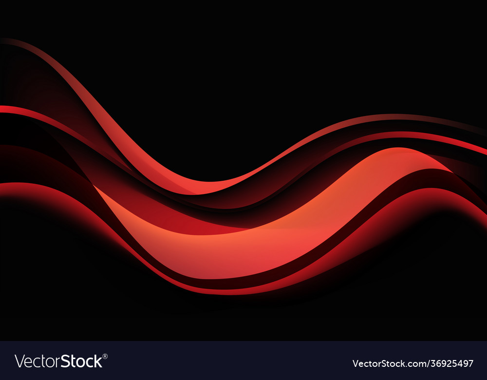 Abstract red wave curve shadow dynamic on black vector image Abstract red wave curve shadow dynamic on black