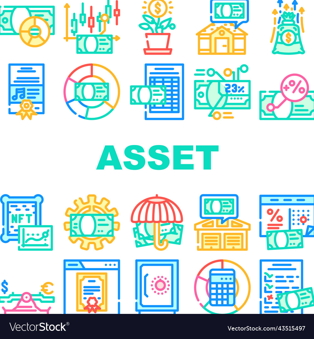 Asset Management Digital Business Icons Set Vector Image 4952