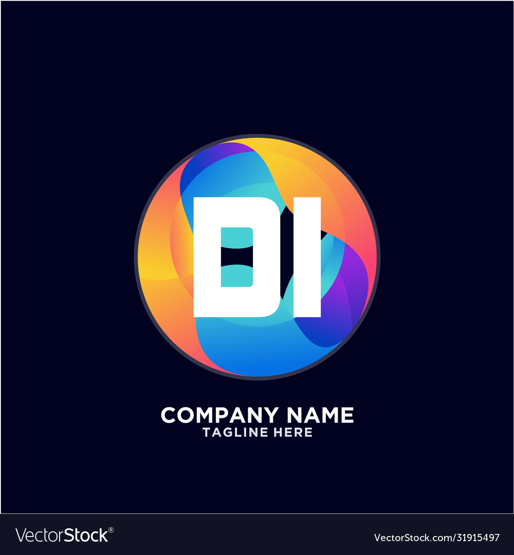 Di initial logo with colorful circle template