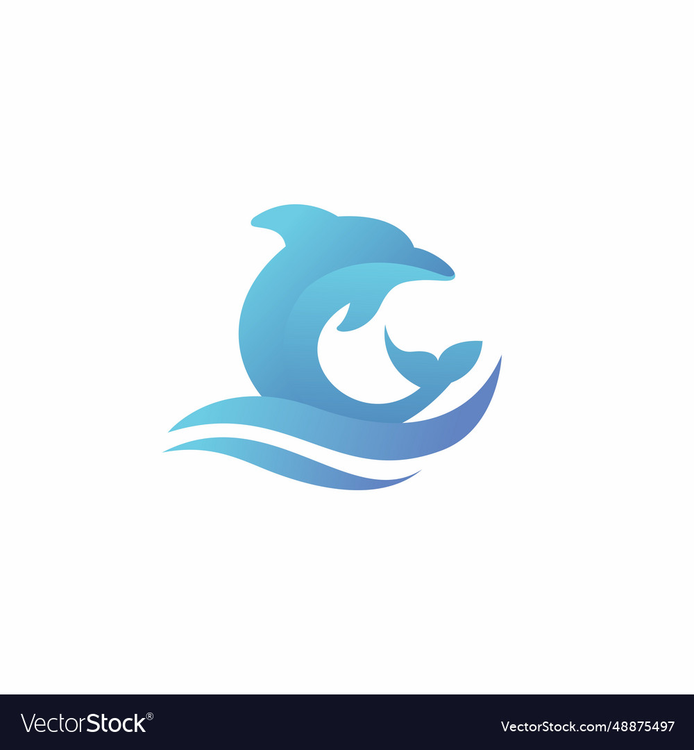 Dolphin in ocean logo design icon Royalty Free Vector Image