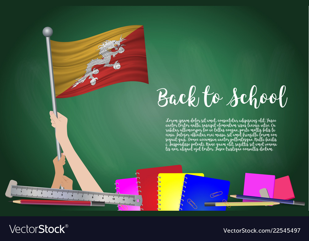 Flag Of Bhutan On Black Chalkboard Background Vector Image